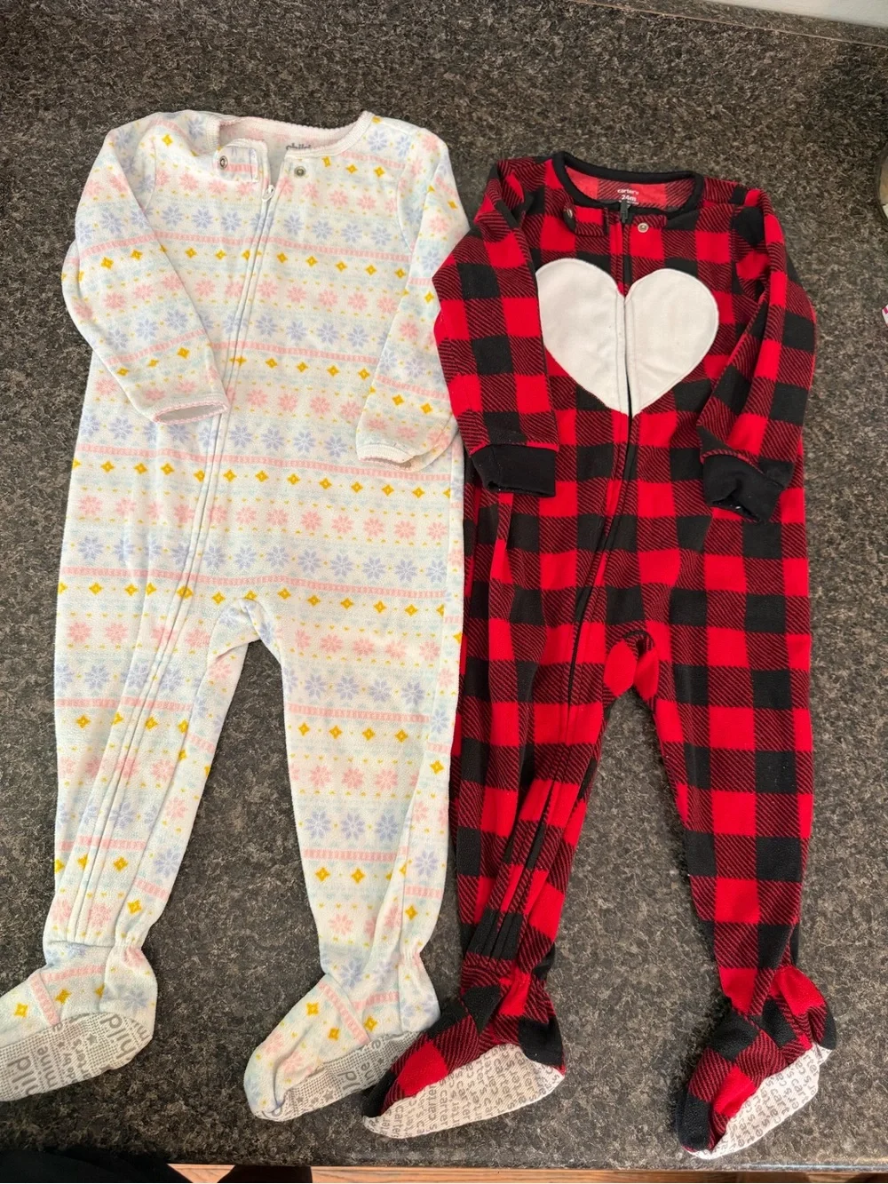 ⭐️Carter's Red and Black Buffalo Plaid One-Piece with White Heart